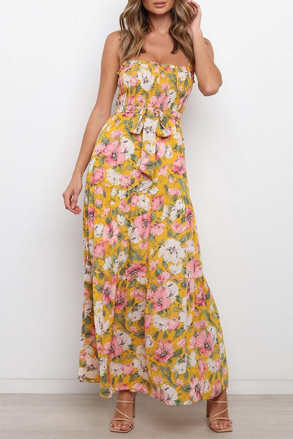 Tube Top Sleeveless Floral Maxi Dress