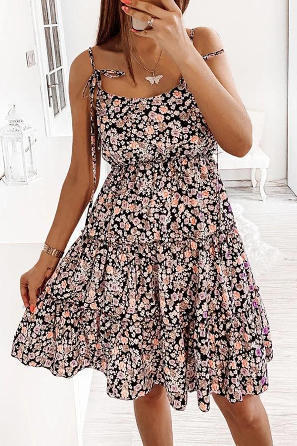 Floral Sweet Sling Lace Mini Dress