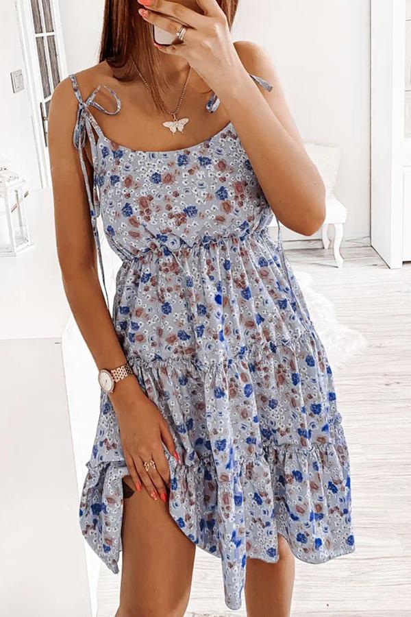 Floral Sweet Sling Lace Mini Dress