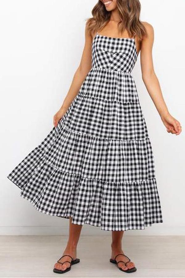 Checked Strap Maxi Dress