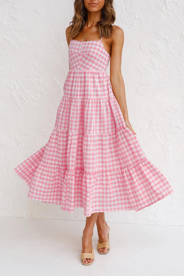 Checked Strap Maxi Dress