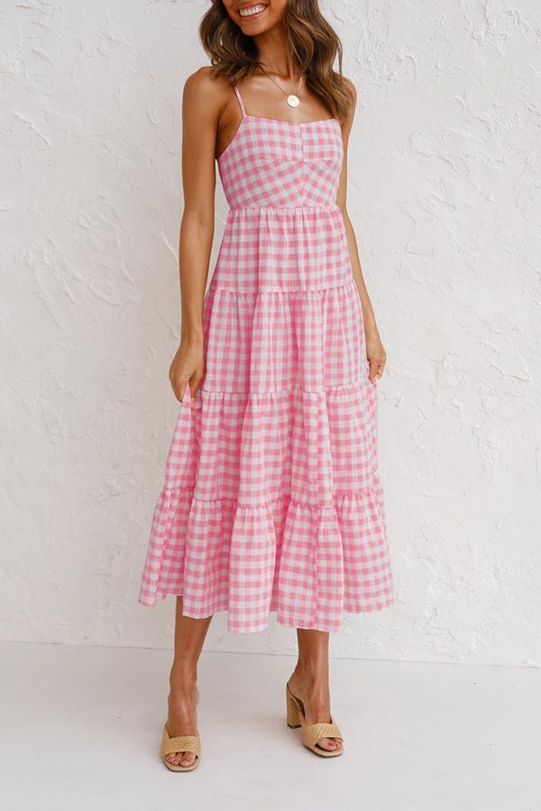 Checked Strap Maxi Dress