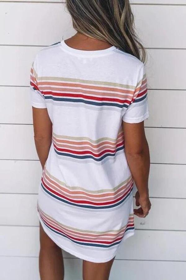 Color Striped Mini T-shirt Dress