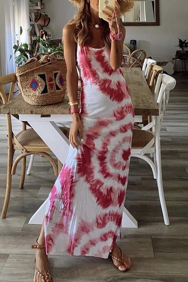 Tie-dye Gradient Red Dress