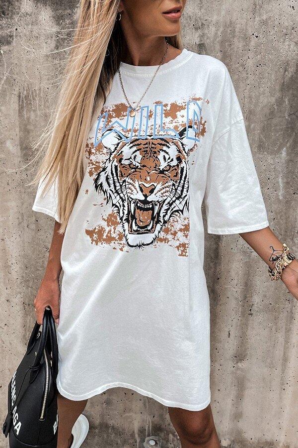 Loose Tiger Print Comfortable Mini T-shirt Dress