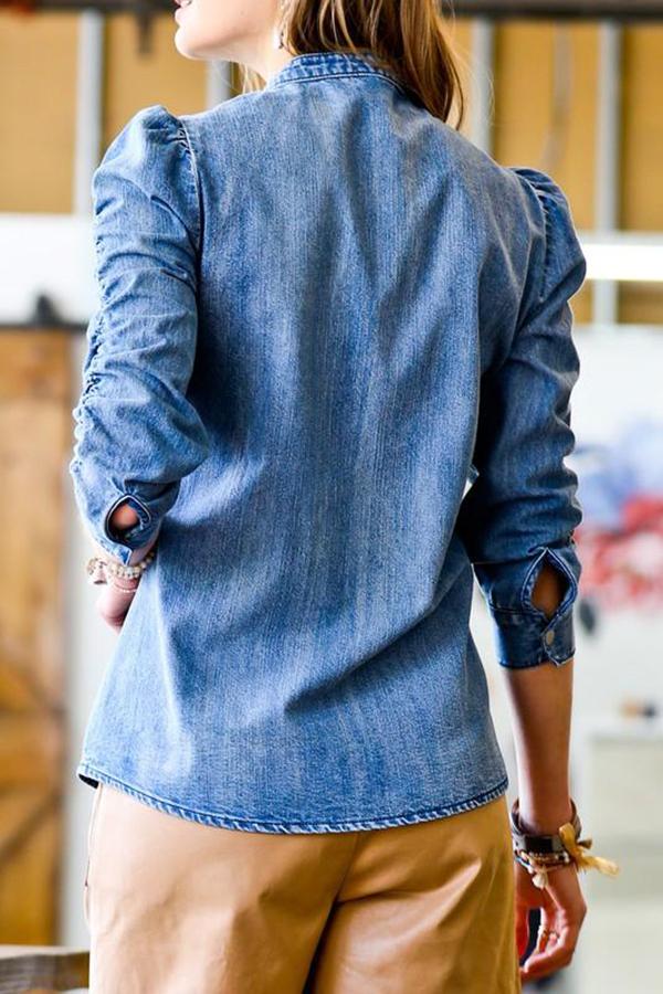 Temperament Commuter Denim Blue Shirt