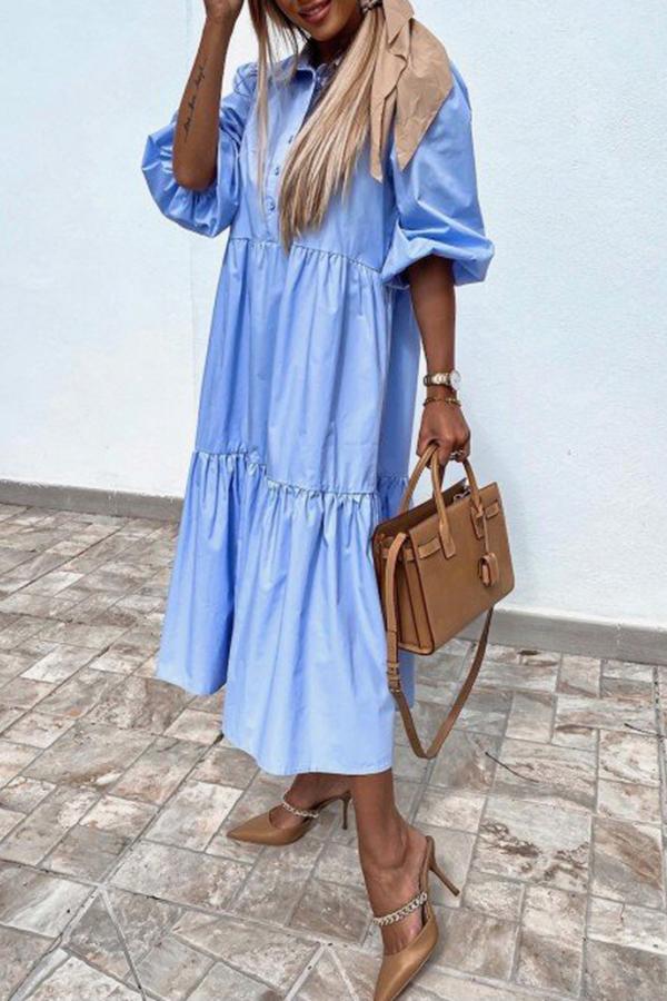 Solid Color Loose Large Size Maxi Dress