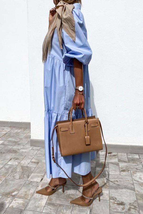 Solid Color Loose Large Size Maxi Dress