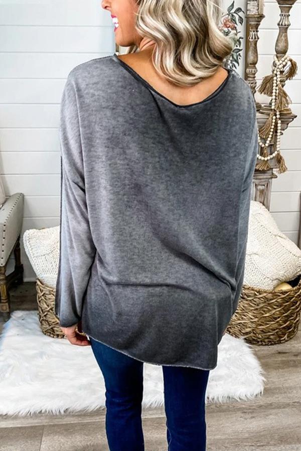 Gradient Sequined Long-sleeved T-shirt