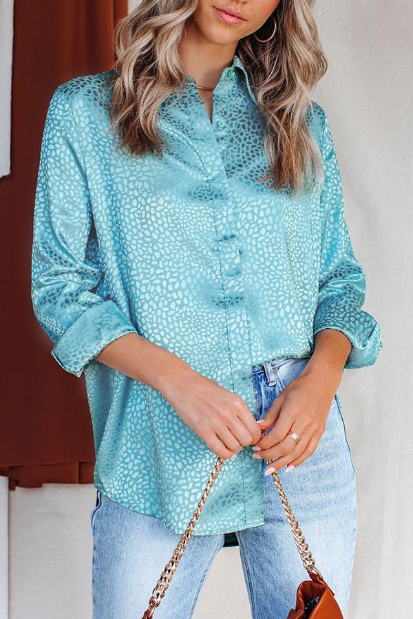 V-neck Leopard-print Stitching Long-sleeved Shirt