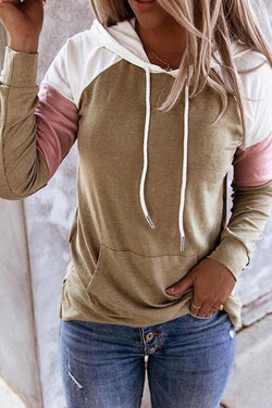 Long-sleeved Loose Casual Color-blocking Hooded Sweatshirt