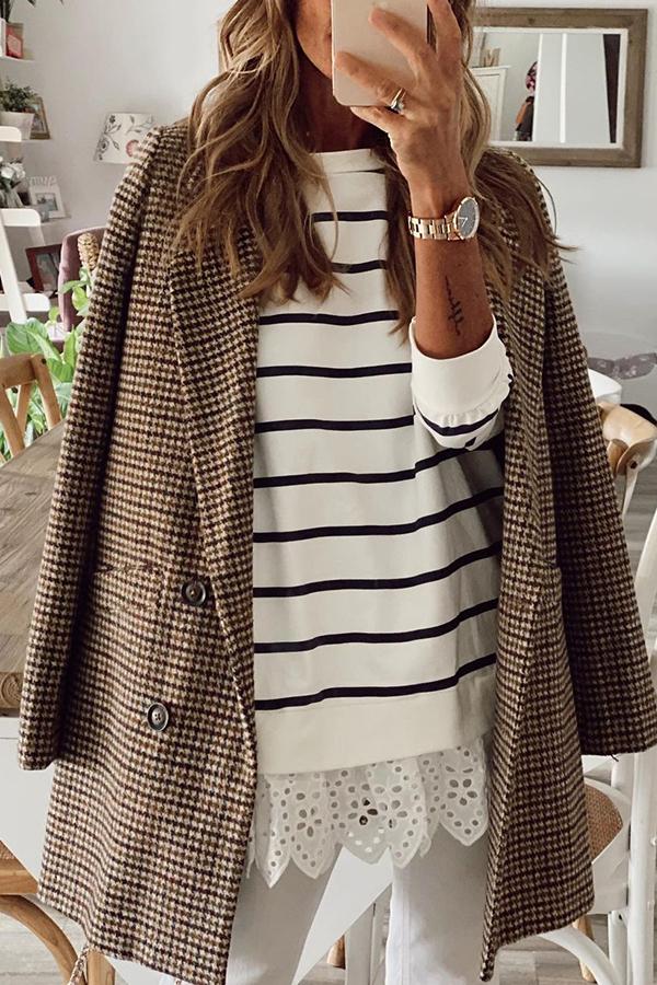 Striped Lace Trim Long Sleeve T-Shirt