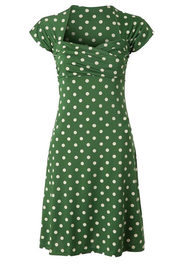 Polka Dot Square Neck Midi Dress