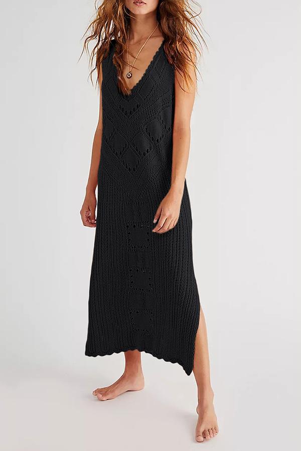 Knitted Hollow Vest Dress