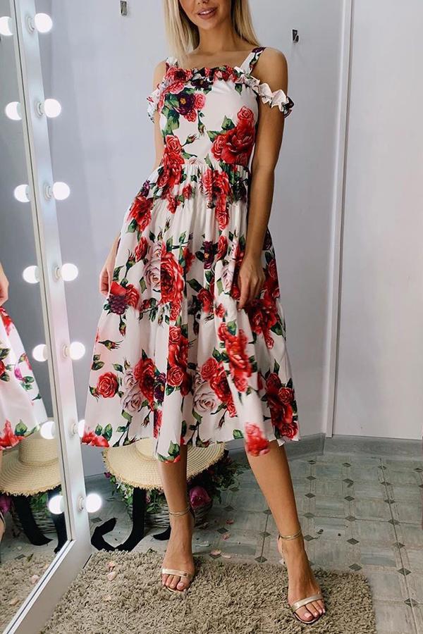 Fashion Printed Strapless Off-the-shoulder Dress