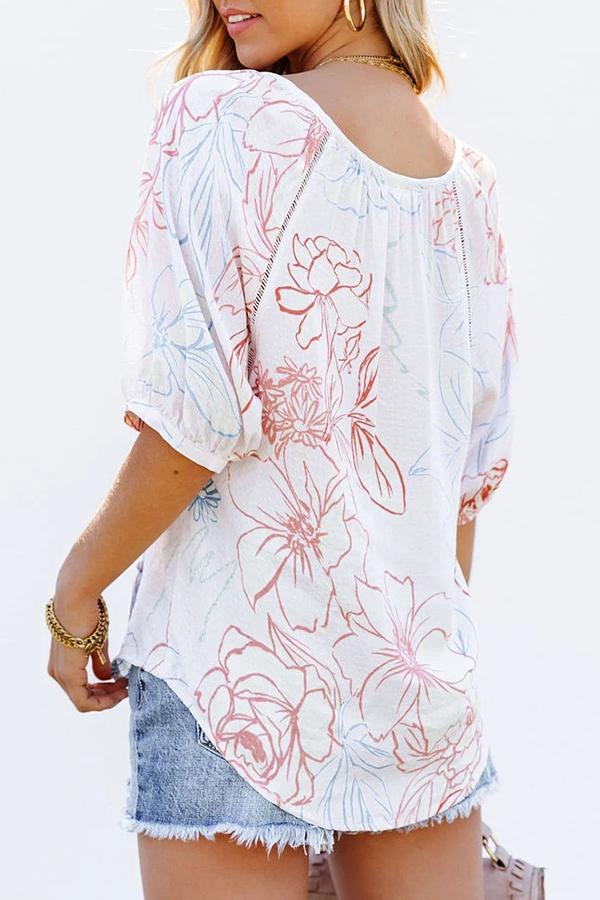 Printed Cardigan Lace-up Fashion Shirt