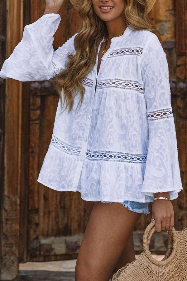 Beach Leisure Long-sleeved Jacquard Shirt