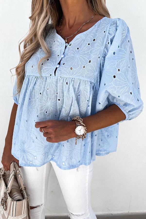 Loose Five-point Sleeve V-neck Shirt