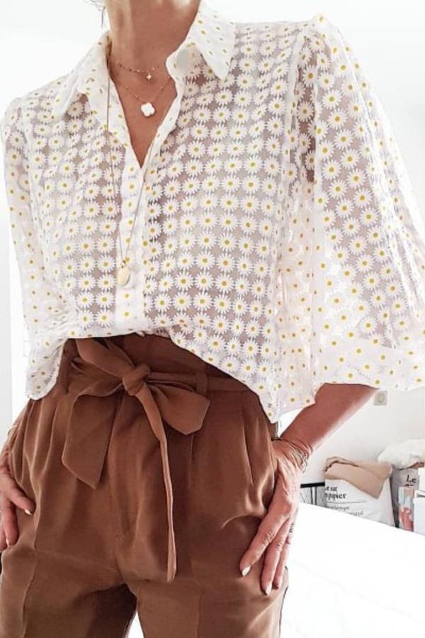 Sheer Printed Tulle Shirt