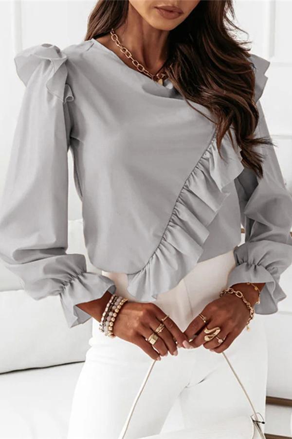 Flared Sleeve Ruffle Shirt