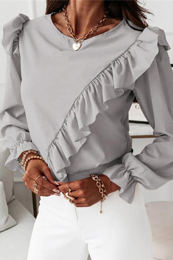 Flared Sleeve Ruffle Shirt