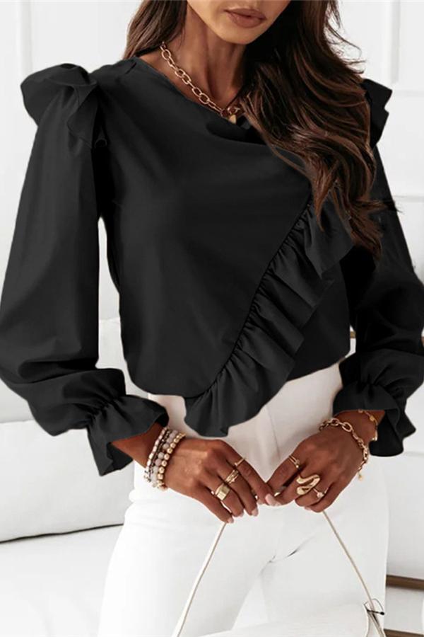 Flared Sleeve Ruffle Shirt