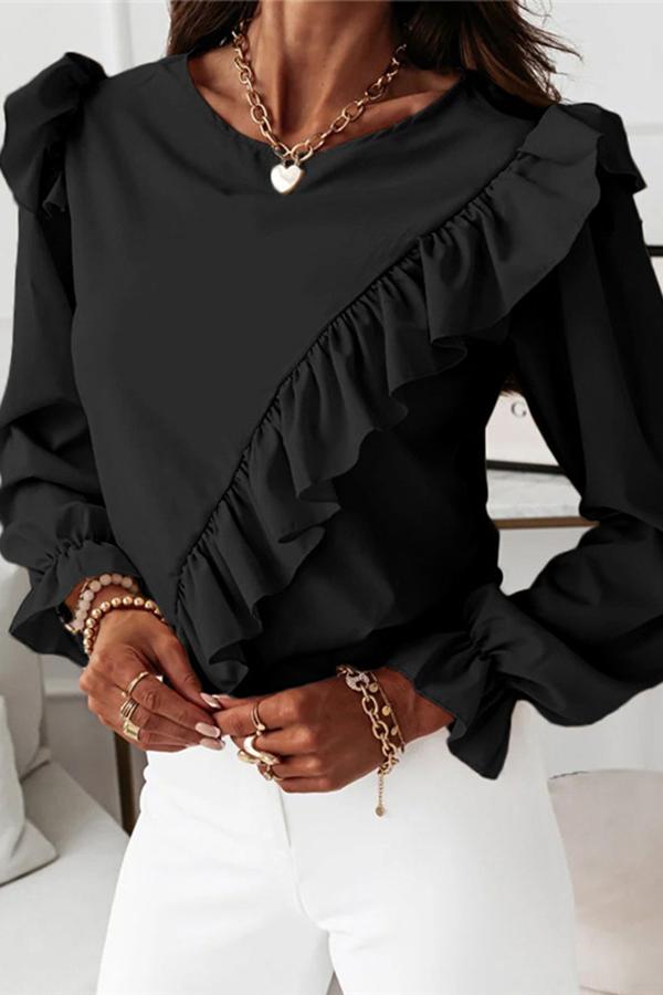 Flared Sleeve Ruffle Shirt