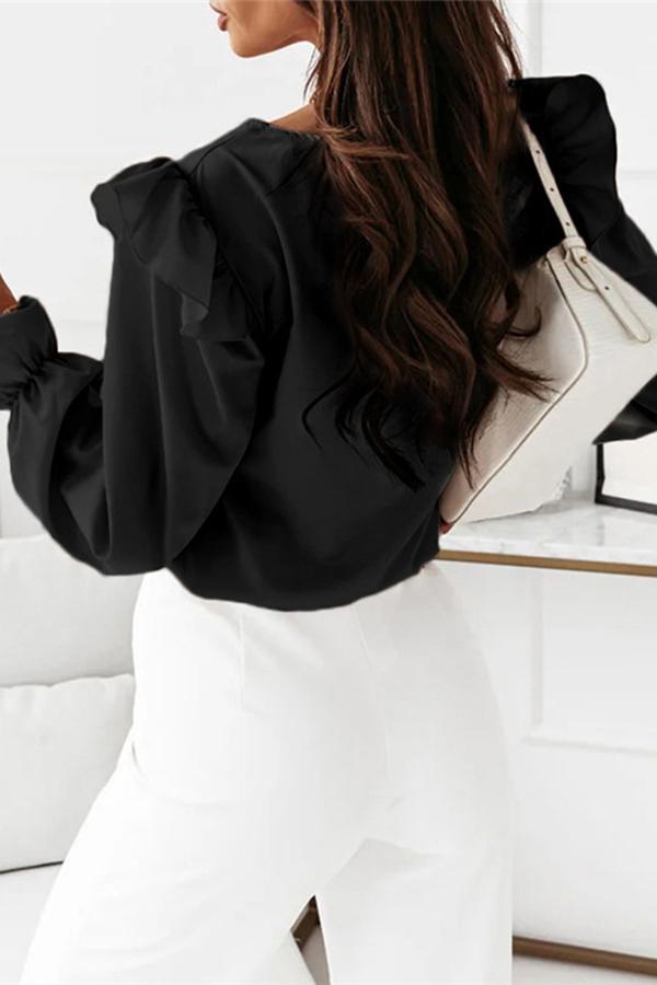 Flared Sleeve Ruffle Shirt