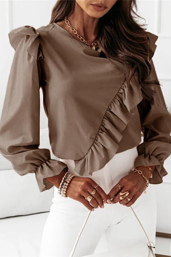 Flared Sleeve Ruffle Shirt