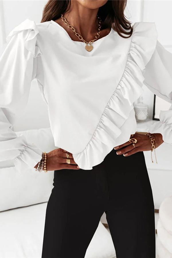 Flared Sleeve Ruffle Shirt