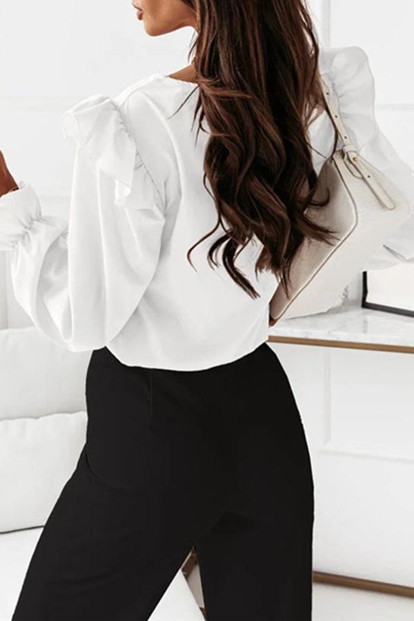 Flared Sleeve Ruffle Shirt