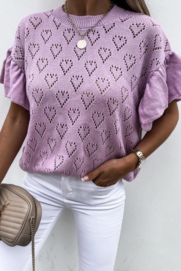 Heart-shaped Knitted Short-sleeved Top