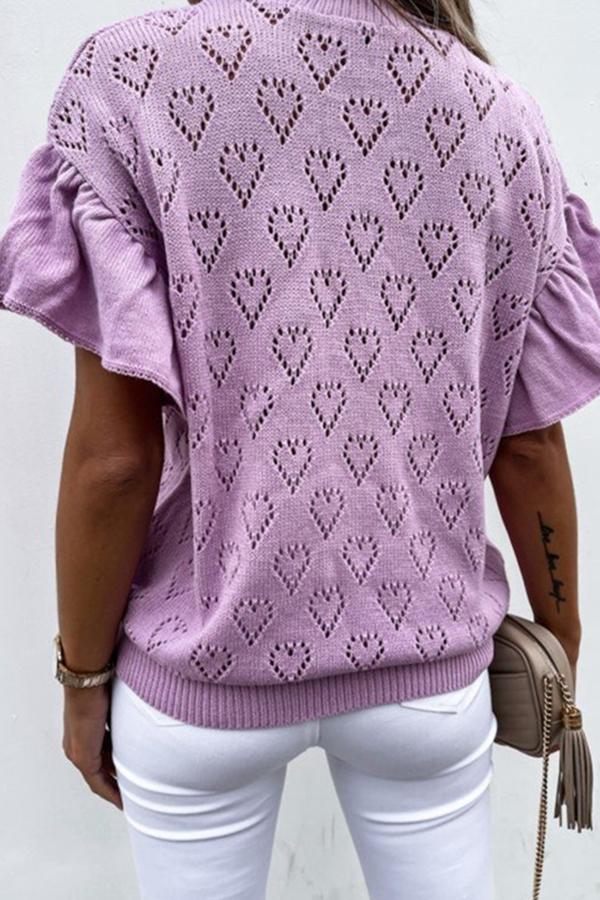 Heart-shaped Knitted Short-sleeved Top