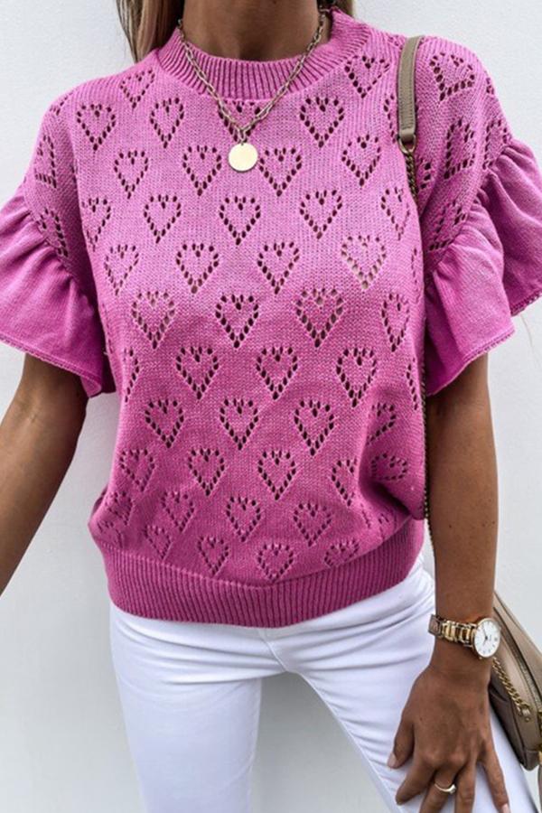 Heart-shaped Knitted Short-sleeved Top