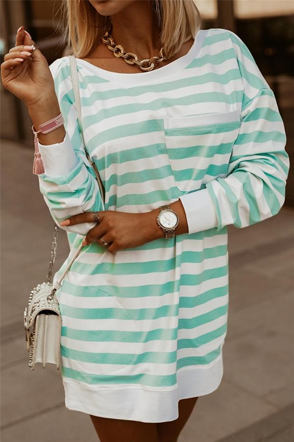 Striped Open Back Casual Sweatshirt