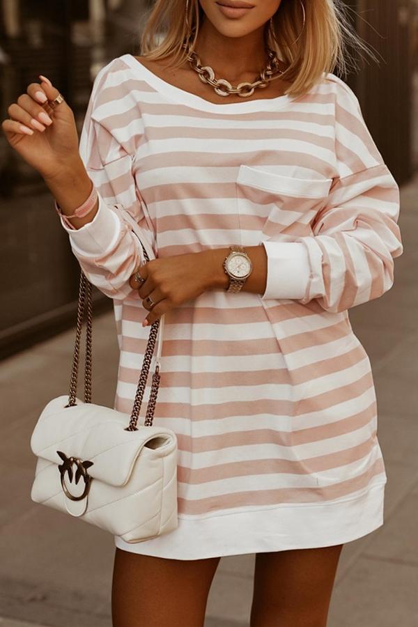 Striped Open Back Casual Sweatshirt