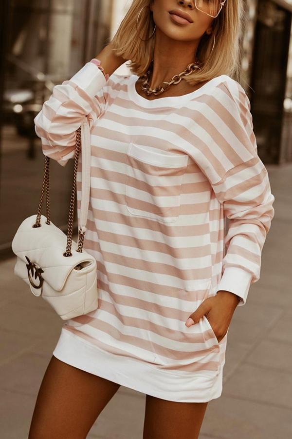 Striped Open Back Casual Sweatshirt