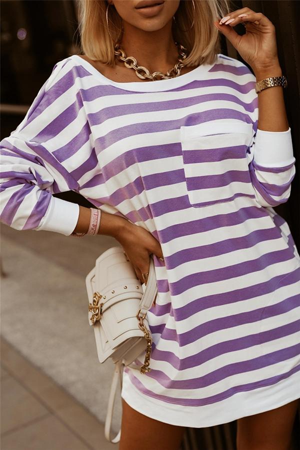 Striped Open Back Casual Sweatshirt