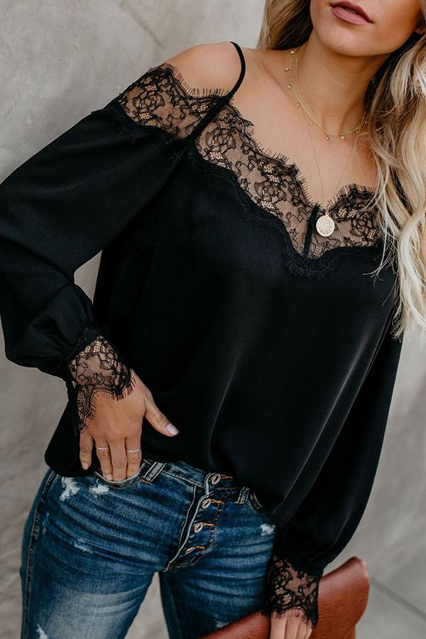 Lace Stitching Chiffon Shirt