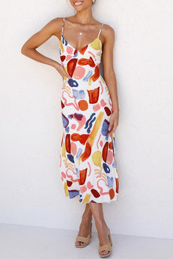 Smart Abstract Print Sling Dress