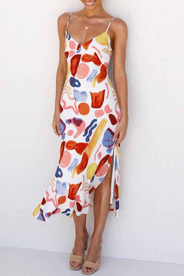 Smart Abstract Print Sling Dress