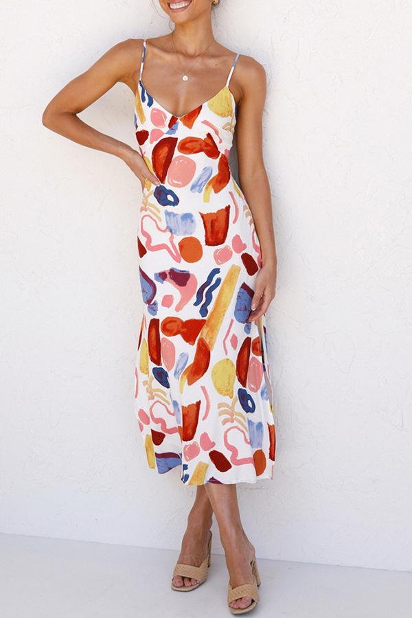 Smart Abstract Print Sling Dress