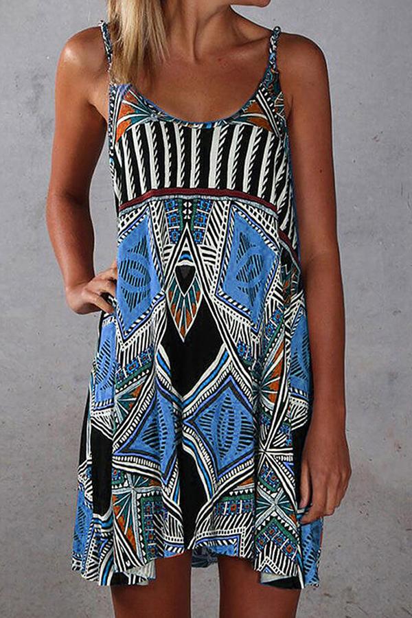 Bohemian Style Suspenders One-line Dress