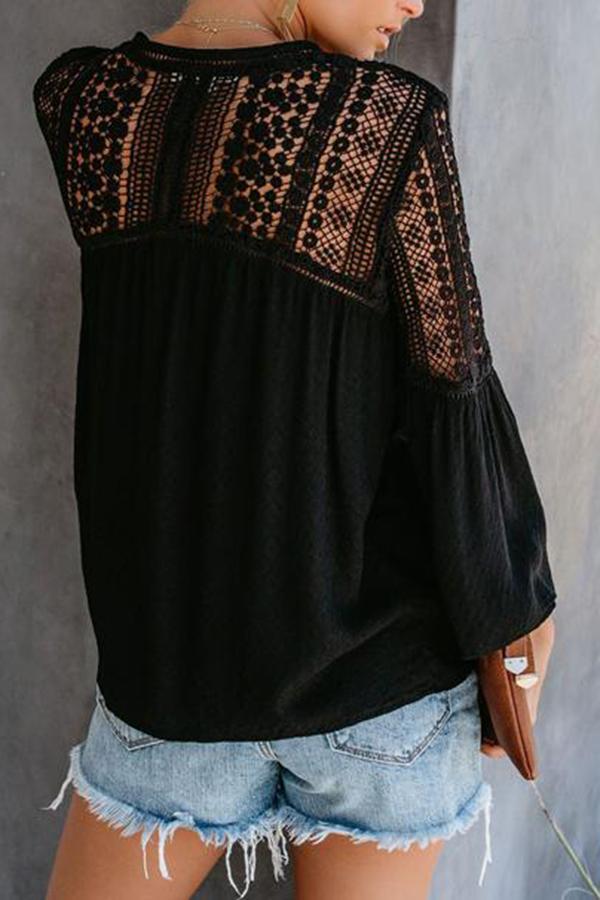 Casually Cute Lace Hollow-Out Shirt