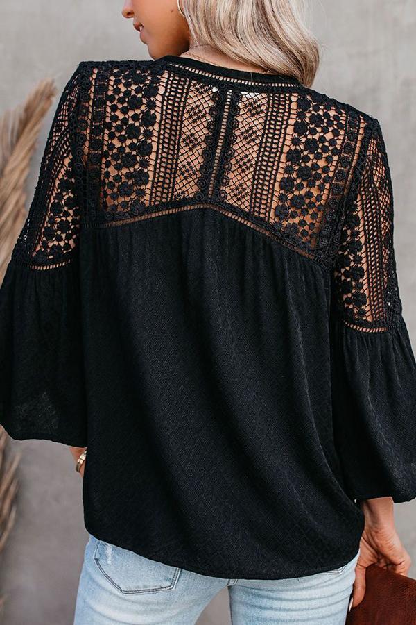 Casually Cute Lace Hollow-Out Shirt