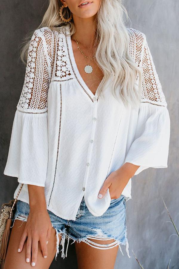 Casually Cute Lace Hollow-Out Shirt