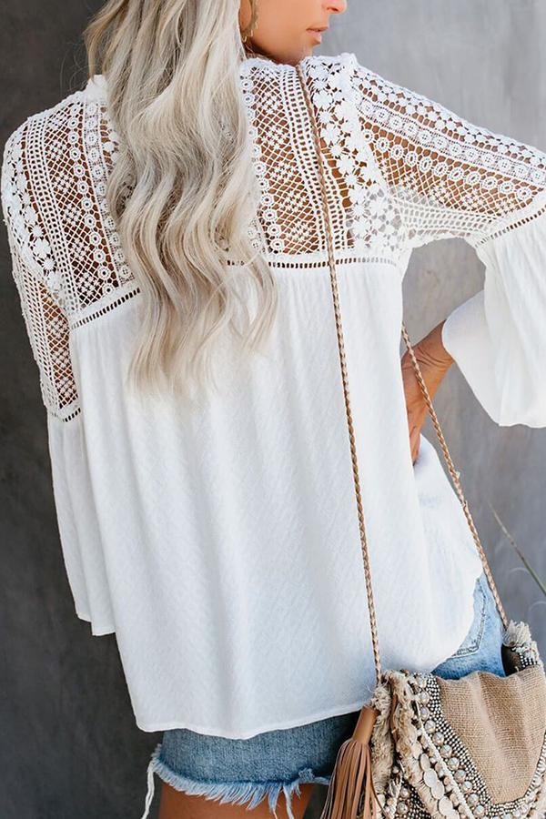 Casually Cute Lace Hollow-Out Shirt