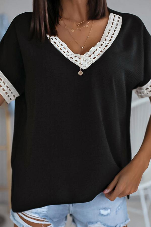 Modern Lace Stitching Baggy Shirt