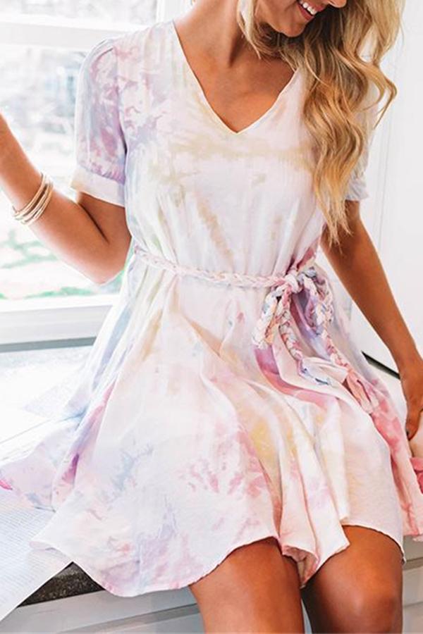 Pretty Candy Tie Dye Drawstring Baggy Dress