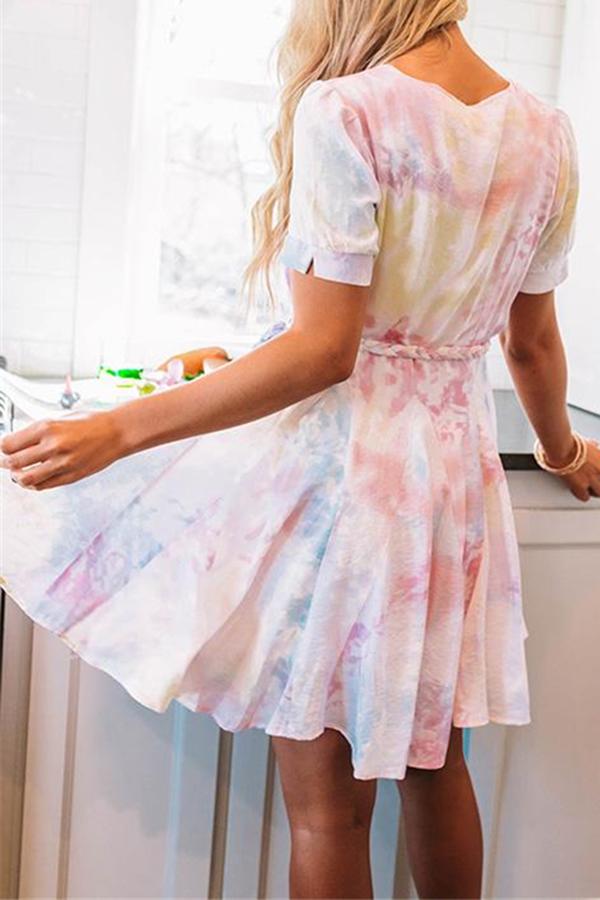 Pretty Candy Tie Dye Drawstring Baggy Dress